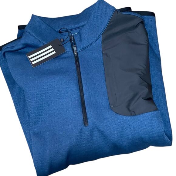 Adidas NEW Size XL Golf Mens Club Performance 1/2 Zip Sweater Mineral Blue Warm - Picture 10 of 10
